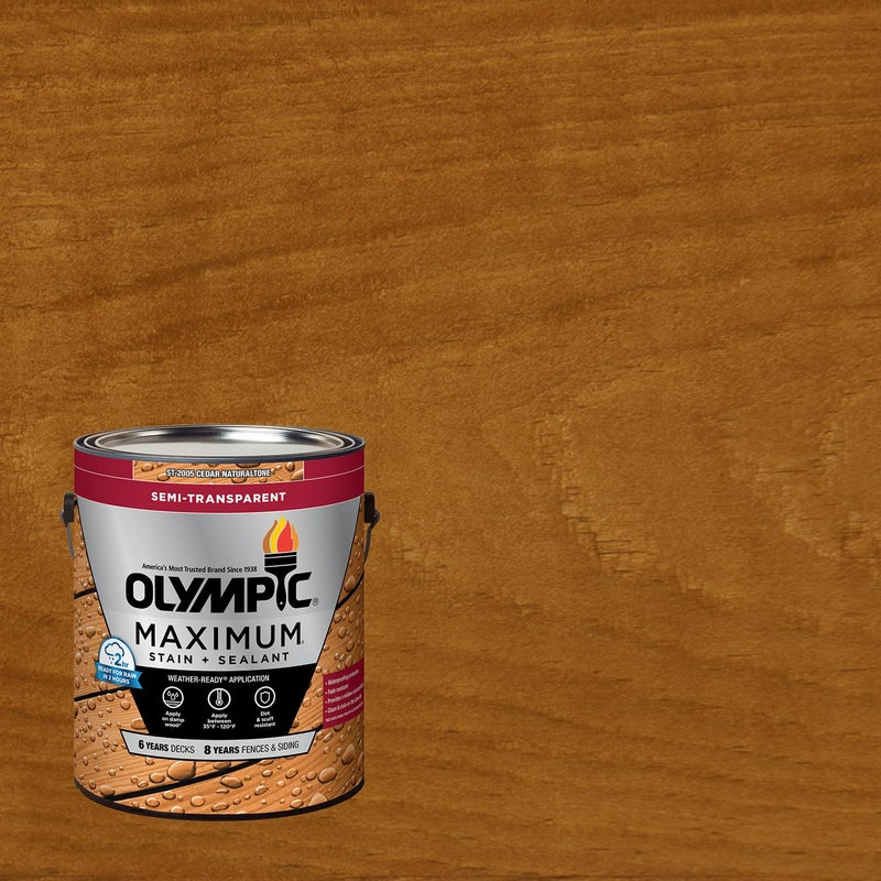 Olympic Maximum 1 gal. ST-2005 Cedar Naturaltone Semi-Transparent Exterior Stain and Sealer in One Low VOC - Image 1
